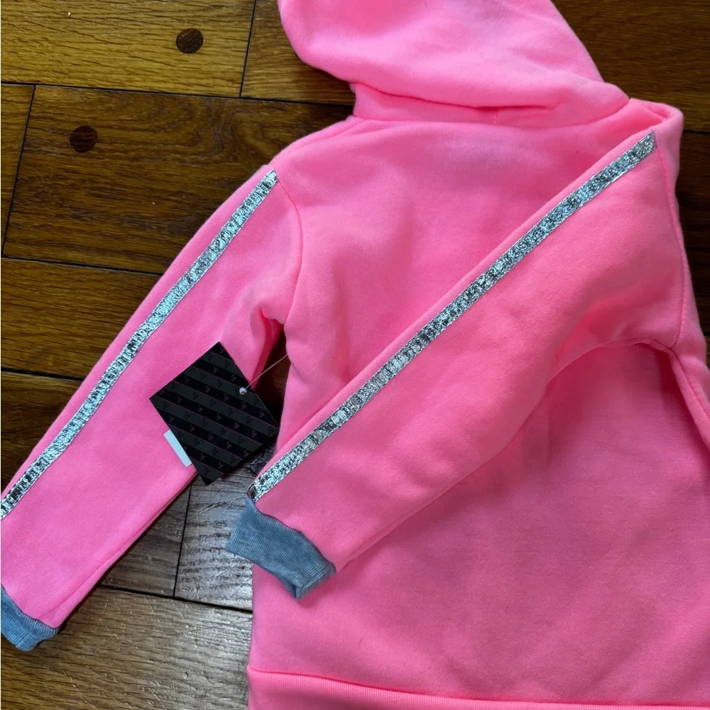 NWT Pink Love Hooded Sweatshirt Jacket 4T Zip Up Front NEW